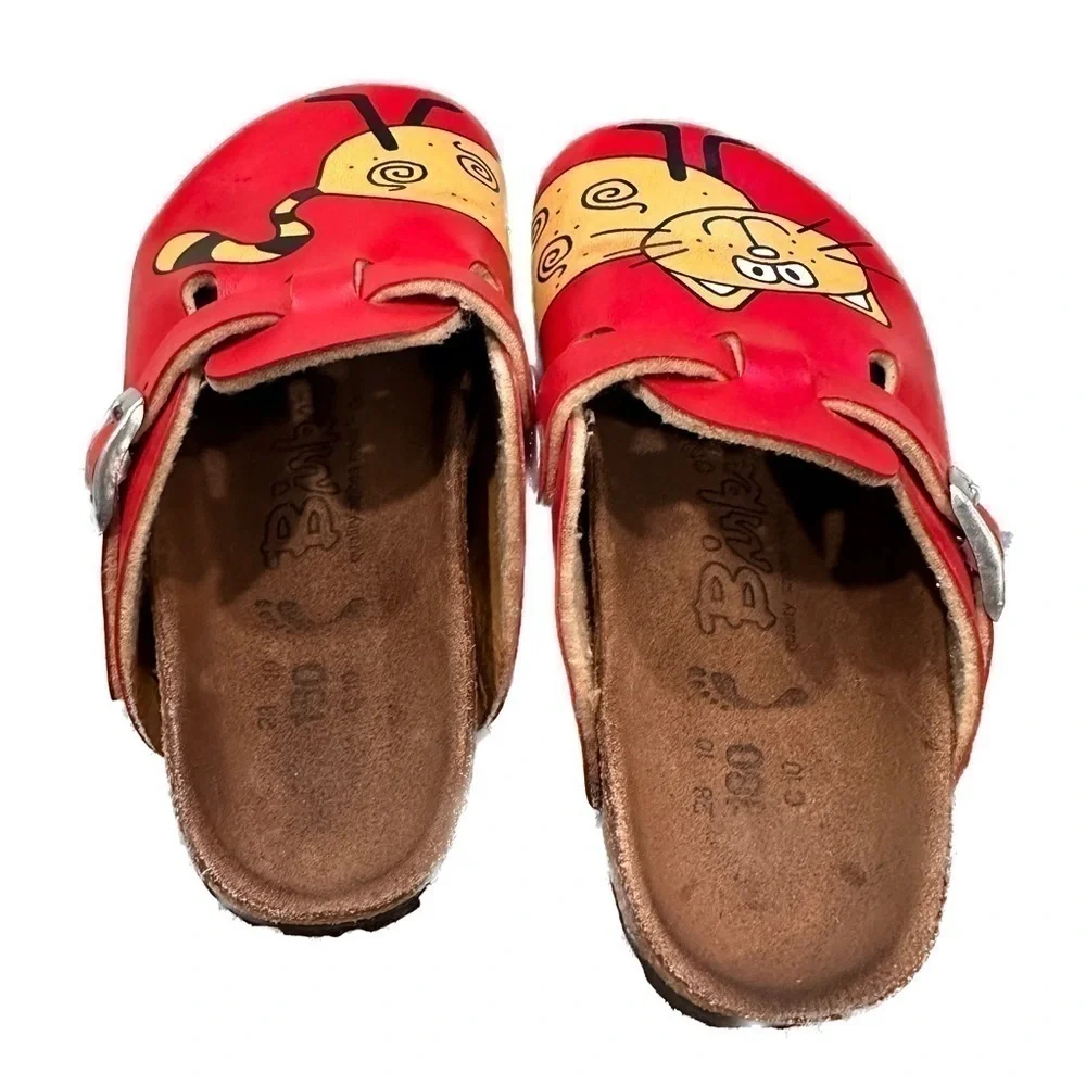 Birkenstock Birki's Kids Woodby Red Bridget the Cat Clogs Red & Yellow Size C10 - Picture 4 of 4